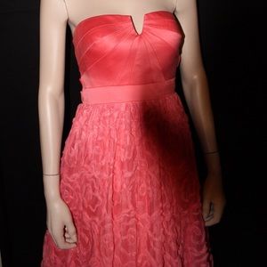 Strapless coral dress